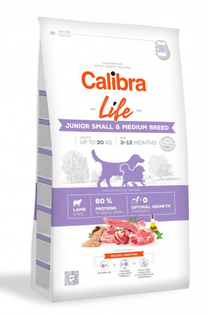 Calibra Dog Life JUNIOR SMALL & MEDIUM Lamb - sausā barība suņiem 2.5kg